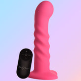Simply Sweet 21X Vibrating Ribbed Silicone Dildo With Remote Pink