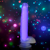Lollicock 7" Glow-In-The-Dark Silicone Dildo With Balls - Purple