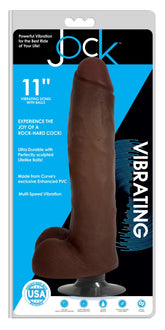 JOCK 11" VIBRATING DILDO WITH BALLS CHOCOLATE