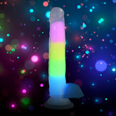 Lollicock 7" Glow-in-the-Dark Rainbow Silicone Dildo with Balls