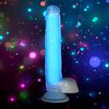 Lollicock 7" Glow-In-The-Dark Silicone Dildo With Balls - Blue