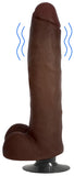 JOCK 11" VIBRATING DILDO WITH BALLS CHOCOLATE