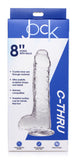 Jock C-Thru SLIM 8" With Balls Clear TPE Dildo