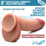 Jock 8" Dual Density Silicone Dildo with Balls - Light