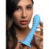 Simply Sweet 7" Ribbed Silicone Dildo - Blue