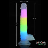 Lollicock 7" Glow-in-the-Dark Rainbow Silicone Dildo with Balls