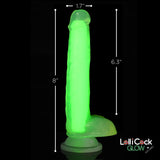 Lollicock 7" Glow-In-The-Dark Silicone Dildo With Balls - Green