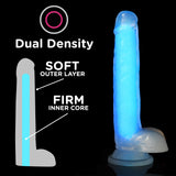 Lollicock 7" Glow-In-The-Dark Silicone Dildo With Balls - Blue