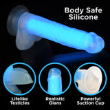 Lollicock 7" Glow-In-The-Dark Silicone Dildo With Balls - Blue