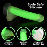 Lollicock 7" Glow-In-The-Dark Silicone Dildo With Balls - Green